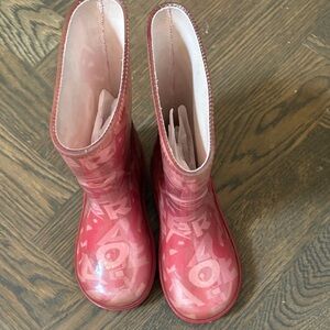 Salvatore Ferragamo logo Pink kids Rain Boots rubber size 28 Italy